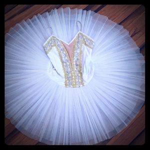White and Gold Ballet Dress Tutu